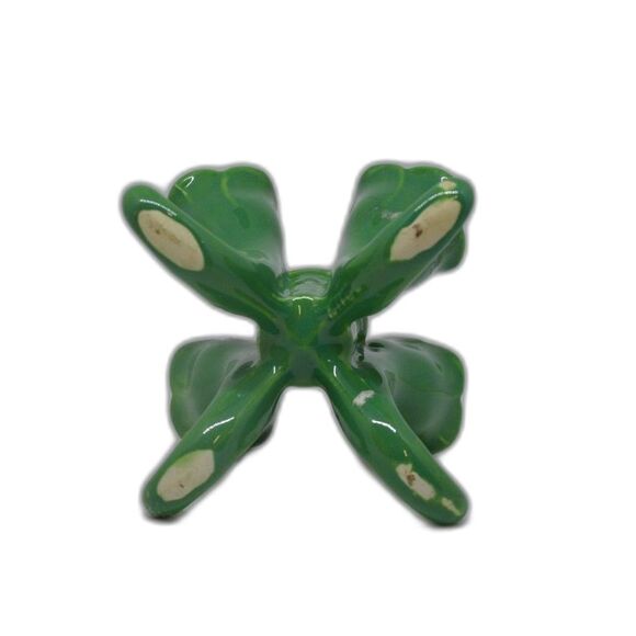 MCM Rare Art Deco Kitschy Four 5 Hole Green Flower Pedestal Ceramic Holder - Picture 3 of 6